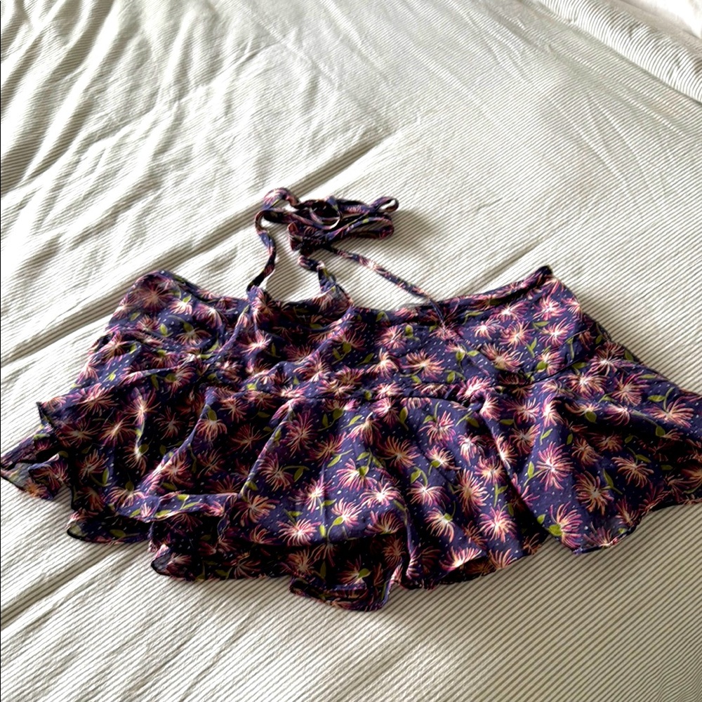 Sportmax Navy Floral Skirt